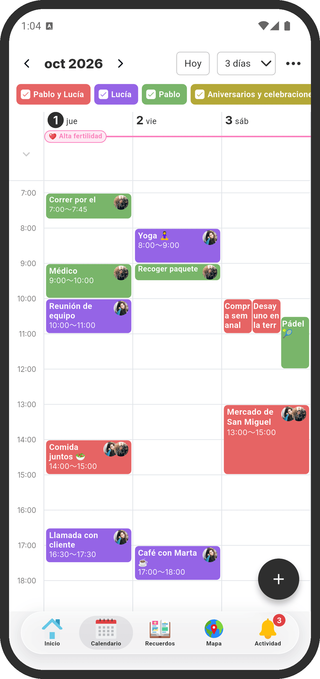 Vista de 3 días