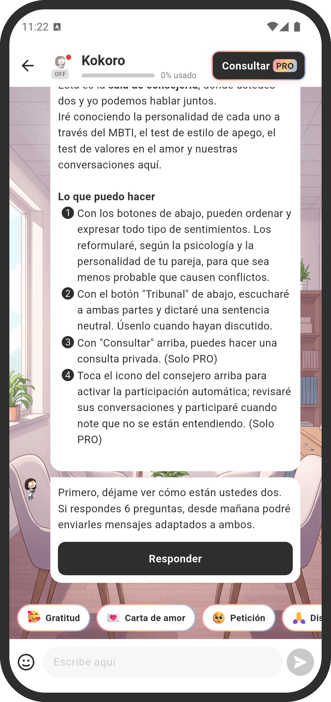 En la sala de consejería reciben mensajes periódicos y pueden hablar los tres