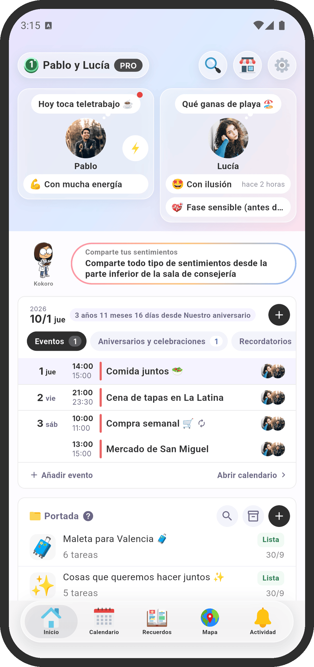 Inicio en modo Predeterminado