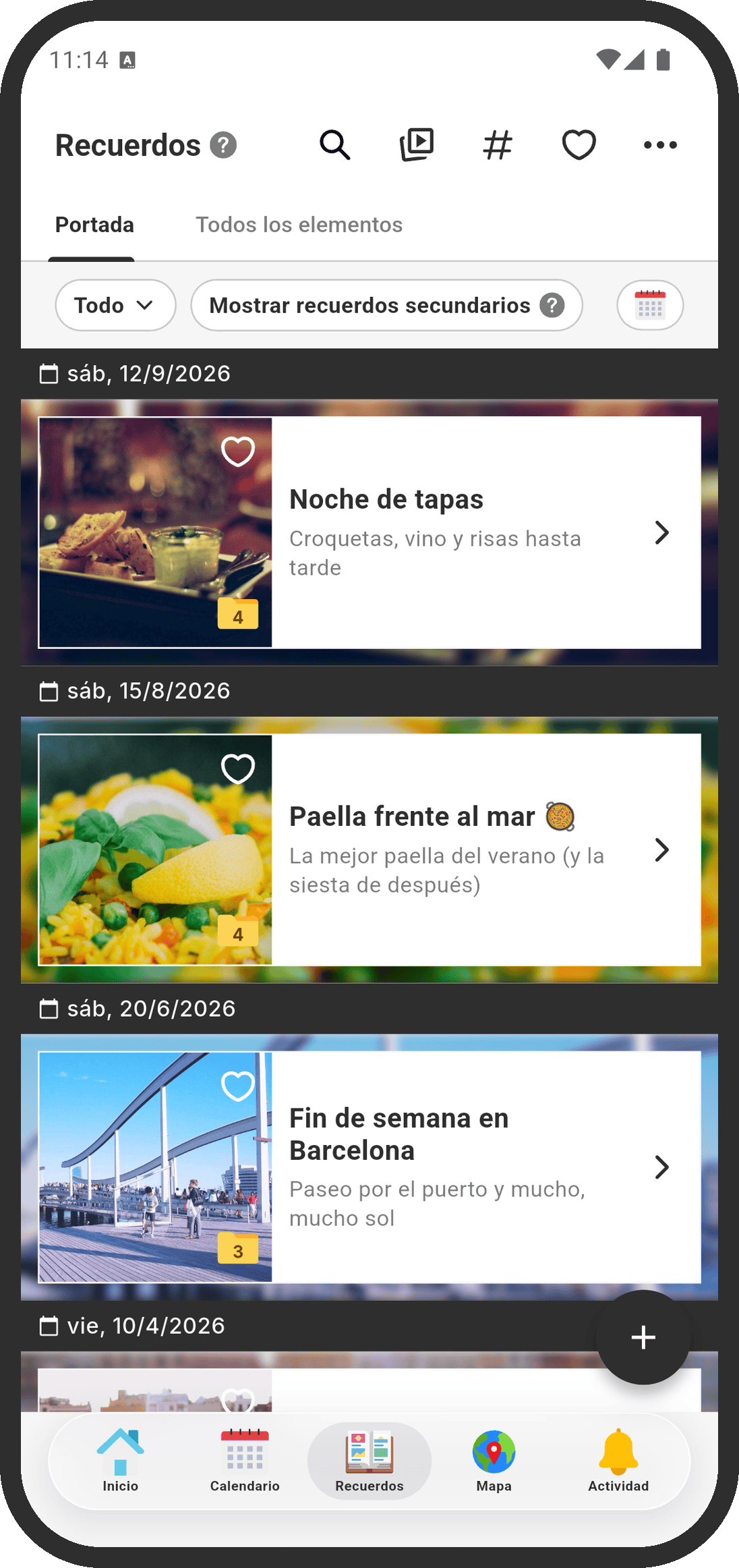 Página de Recuerdos