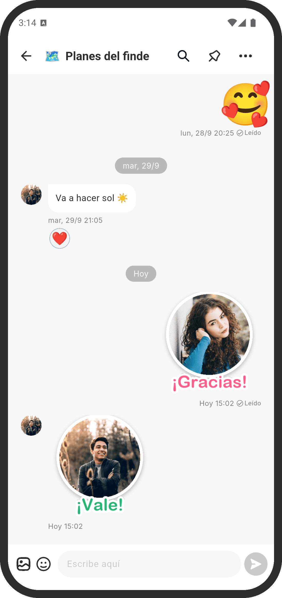 El chat dentro de un hilo